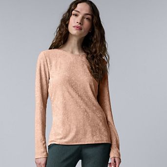 Women's Simply Vera Vera Wang Long Sleeve Jacquard Top