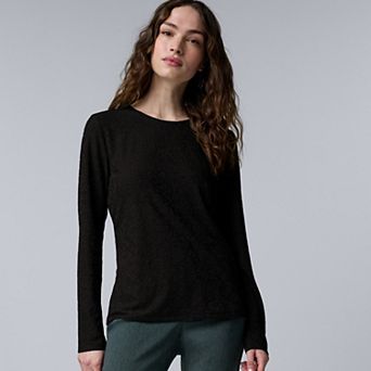 Women's Simply Vera Vera Wang Long Sleeve Jacquard Top