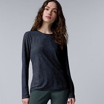 Women's Simply Vera Vera Wang Long Sleeve Jacquard Top