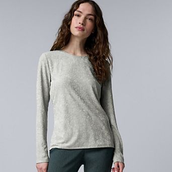Women's Simply Vera Vera Wang Long Sleeve Jacquard Top
