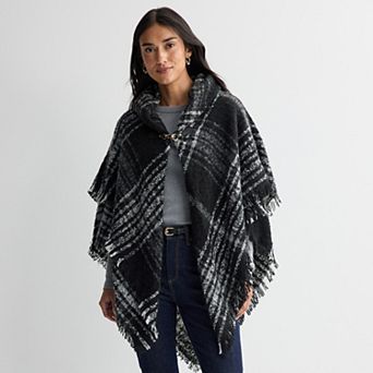 Women's Sonoma Goods For Life® Grid Boucle Toggle Poncho