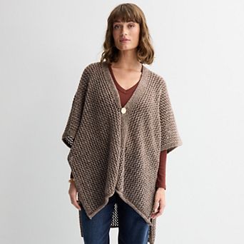 Women's Sonoma Goods For Life® Open Knit Button Closure Ruana Topper
