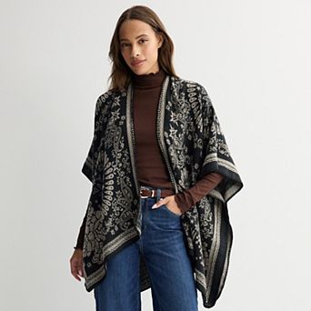 Women's Sonoma Goods For Life® Paisley Feather Soft Jacquard Ruana Topper