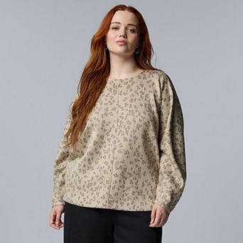 Plus Size Simply Vera Vera Wang Seamed Front Crew Neck Top