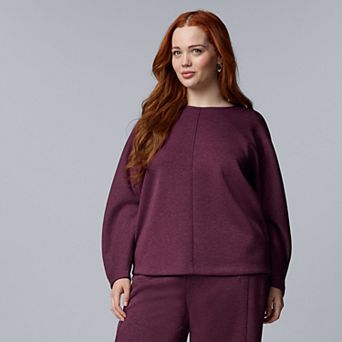 Plus Size Simply Vera Vera Wang Seamed Front Crew Neck Top