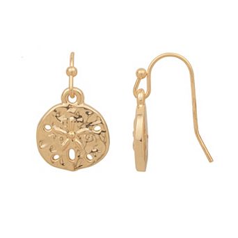 LC Lauren Conrad Gold Tone Sandollar Drop Earrings