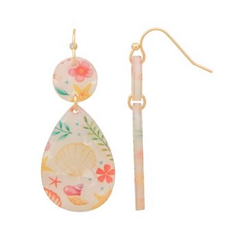 LC Lauren Conrad Gold Tone Acetate Double Drop Earrings