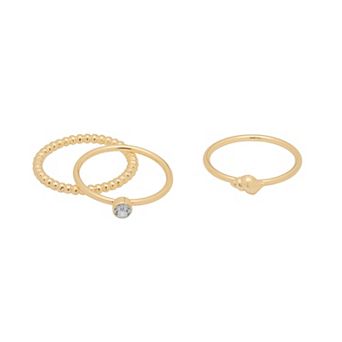 LC Lauren Conrad Gold Tone 3 pc Delicate Shell Ring Set