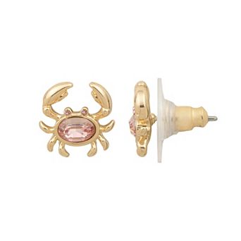 LC Lauren Conrad Gold Tone Simulated Stone Glamour Crab Stud Earrings