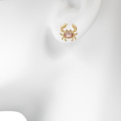 LC Lauren Conrad Gold Tone Simulated Stone Glamour Crab Stud Earrings