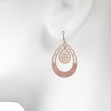LC Lauren Conrad Mixed Media Filigree Statement Drop Earrings