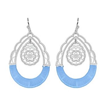 LC Lauren Conrad Mixed Media Filigree Statement Drop Earrings