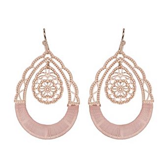 LC Lauren Conrad Mixed Media Filigree Statement Drop Earrings
