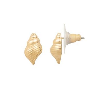 LC Lauren Conrad Gold Tone Dainty Conch Shell Stud Earrings