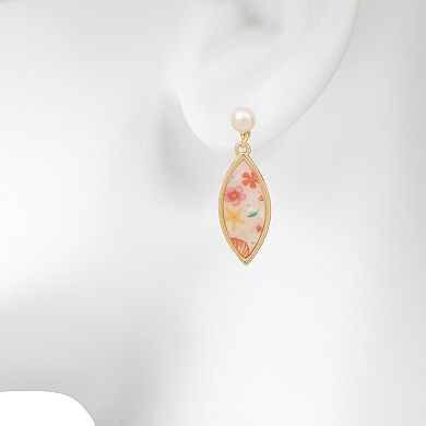 LC Lauren Conrad Gold Tone Sealife Acetate Drop Earrings