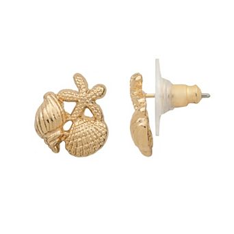 LC Lauren Conrad Gold Tone Sealife Trio Stud Earrings