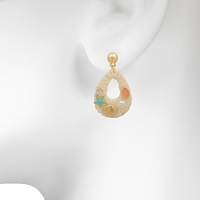 LC Lauren Conrad Gold Tone Raffia Sealife Drop Earrings