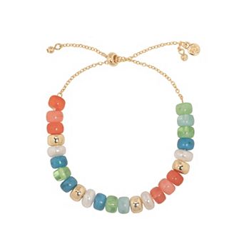 LC Lauren Conrad Gold Tone Beaded Pull-Tie Bracelet