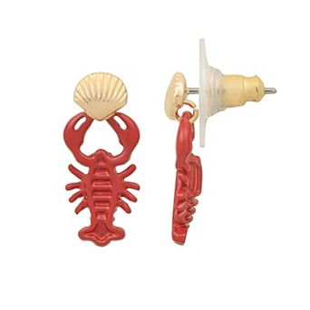 LC Lauren Conrad Gold Tone Lobster Drop Earrings