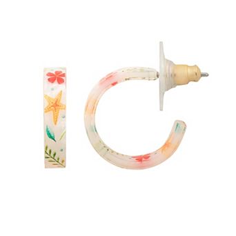 LC Lauren Conrad Gold Tone Sealife Hoop Earrings