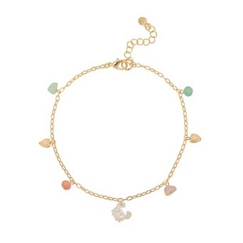 LC Lauren Conrad Gold Tone Crab Charm Beaded Anklet