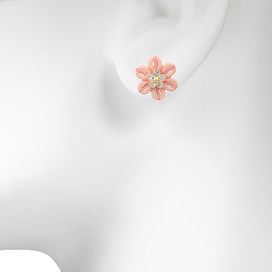 LC Lauren Conrad Gold Tone Layered Flower Stud Earrings