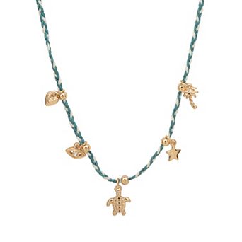 LC Lauren Conrad Gold Tone Sealife Charm Station Necklace