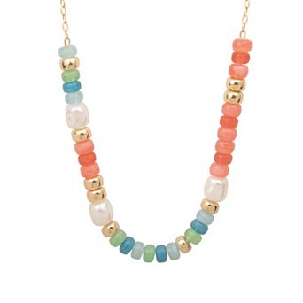 LC Lauren Conrad Gold Tone Short Beaded Statement Necklace