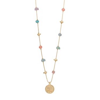 LC Lauren Conrad Gold Tone Colorful Beaded Short Pendant Necklace