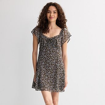 Juniors' Live To Be Spoiled Flutter Sleeve Mini Skater Dress