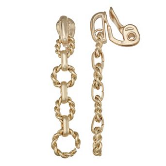 Napier Gold Tone Chain Reaction Linear Clip-On Earrings