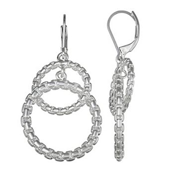 Napier Silver Tone Chain Reaction Shaky Double Drop Earrings