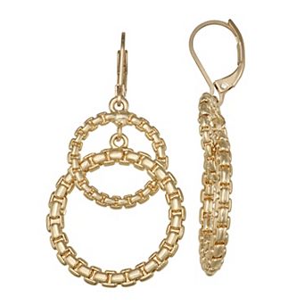 Napier Gold Tone Chain Reaction Shaky Double Drop Earrings