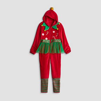 Girls 7-16 33 Degrees Holiday Candy Cane Hooded One-Piece Outfit in Regular & Plus Size