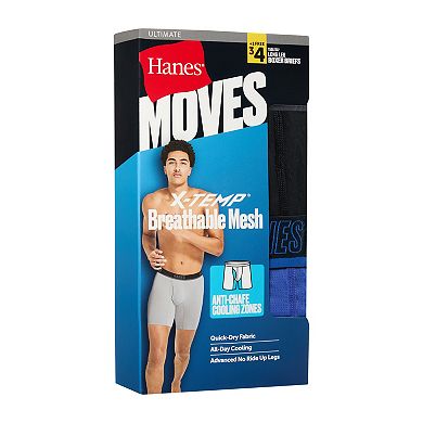 Men's Hanes Ultimate® Moves™ 4-Pack X-TEMP® Breathable Mesh Long Leg Boxer Briefs