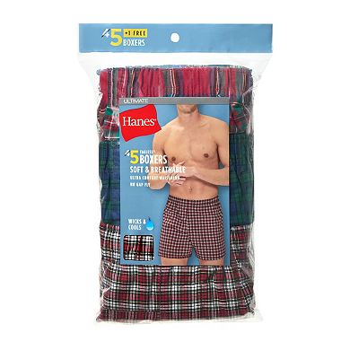 Men's Hanes® Ultimate 4+1 Bonus Pack Tartan Boxers Underwear