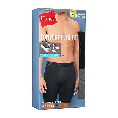 Men's Hanes Ultimate® 4-Pack Comfort Flex Fit® Long Leg Boxer Briefs with Total Support Pouch™