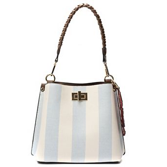 BCBGeneration Triple Entry Canvas Bucket Bag with Handoff & Crossbody Strap