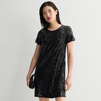 Women's London Times Sequin T-Shirt Dress