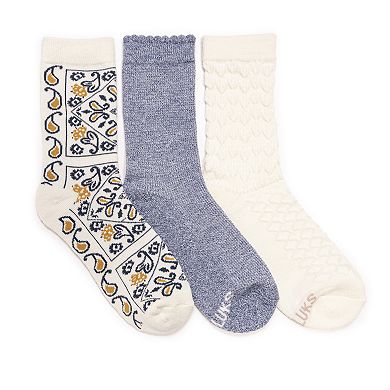 MUK LUKS 3-Pack Dream Step Crew Socks