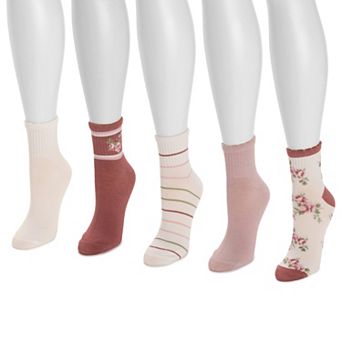 MUK LUKS 5-Pack Quarter Crew Novelty Socks