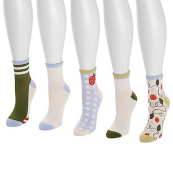 MUK LUKS 5-Pack Quarter Crew Novelty Socks