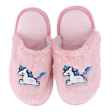 CTM Girl's Fuzzy Unicorn Slide Slippers