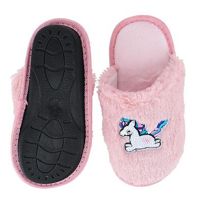 CTM Girl's Fuzzy Unicorn Slide Slippers