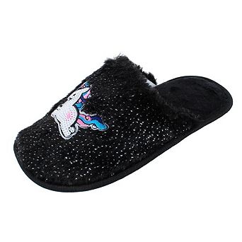 CTM Girl's Fuzzy Unicorn Slide Slippers