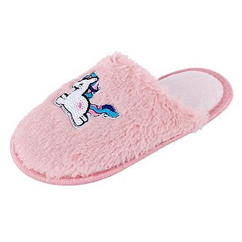 CTM Girl's Fuzzy Unicorn Slide Slippers