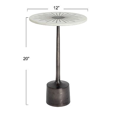 Hello Honey Luxe Aluminum and Marble Martini Table, Black