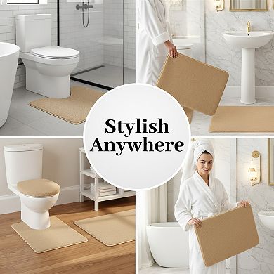 Soft Comfort Plush 3-Piece Bath Rug Set with Non-Skid Backing