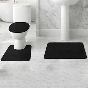 Soft Comfort Plush 3 pc Bath Rug Set with Non-Skid Backing