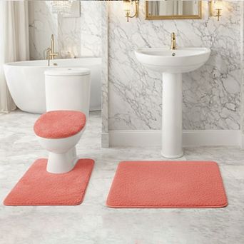 Soft Comfort Plush 3 pc Bath Rug Set with Non-Skid Backing